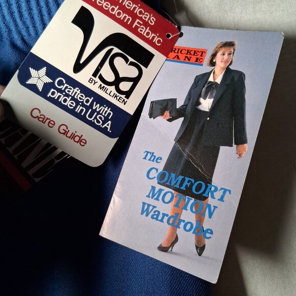 Cricket Lane Comfort Motion Skirt Size 14 Blue Elastic Midi Vintage 1980s NOS - Picture 13 of 15